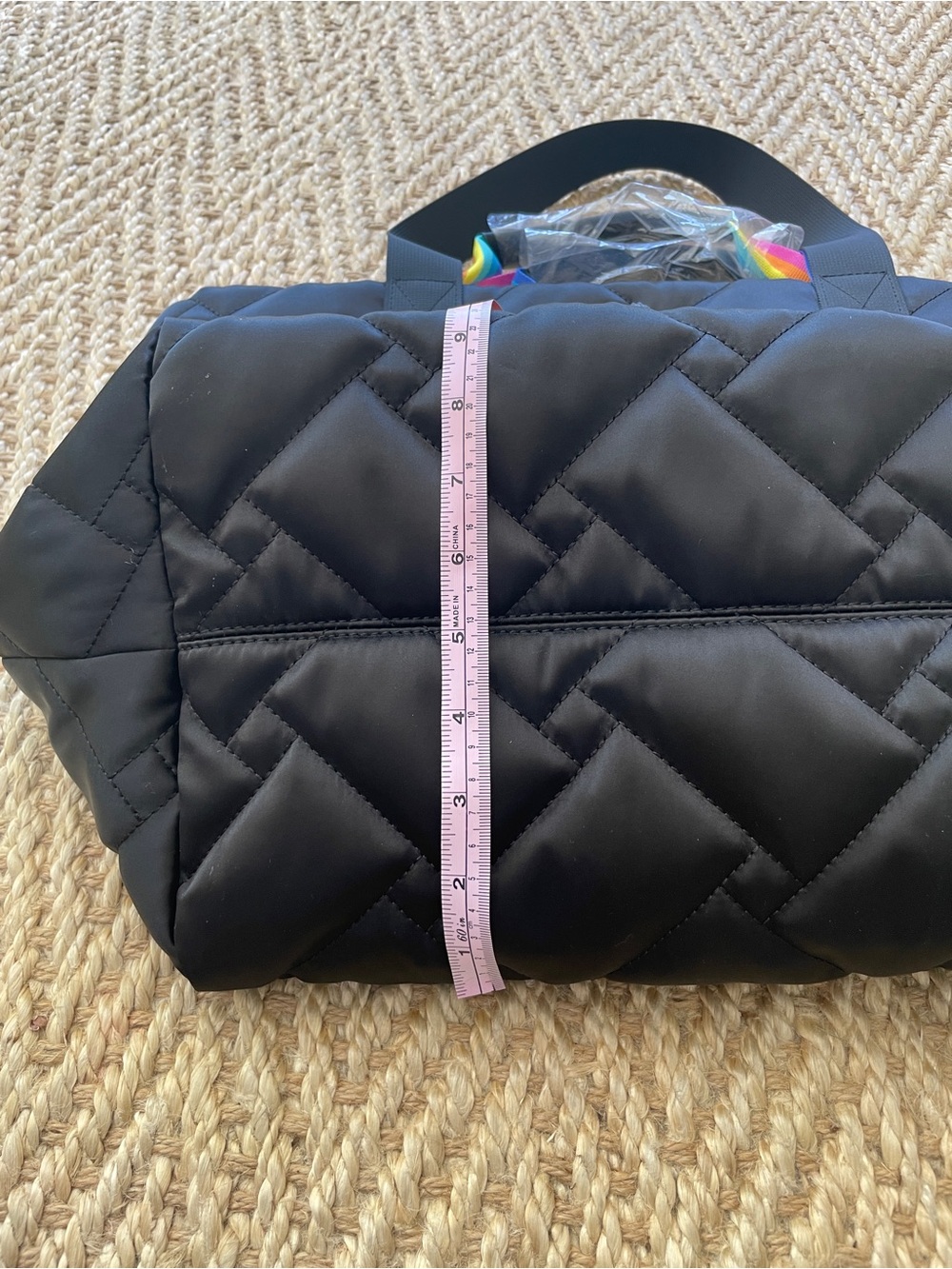 Kurt Geiger Black Quilted Tote with Rainbow Straps - Picture 8 of 15